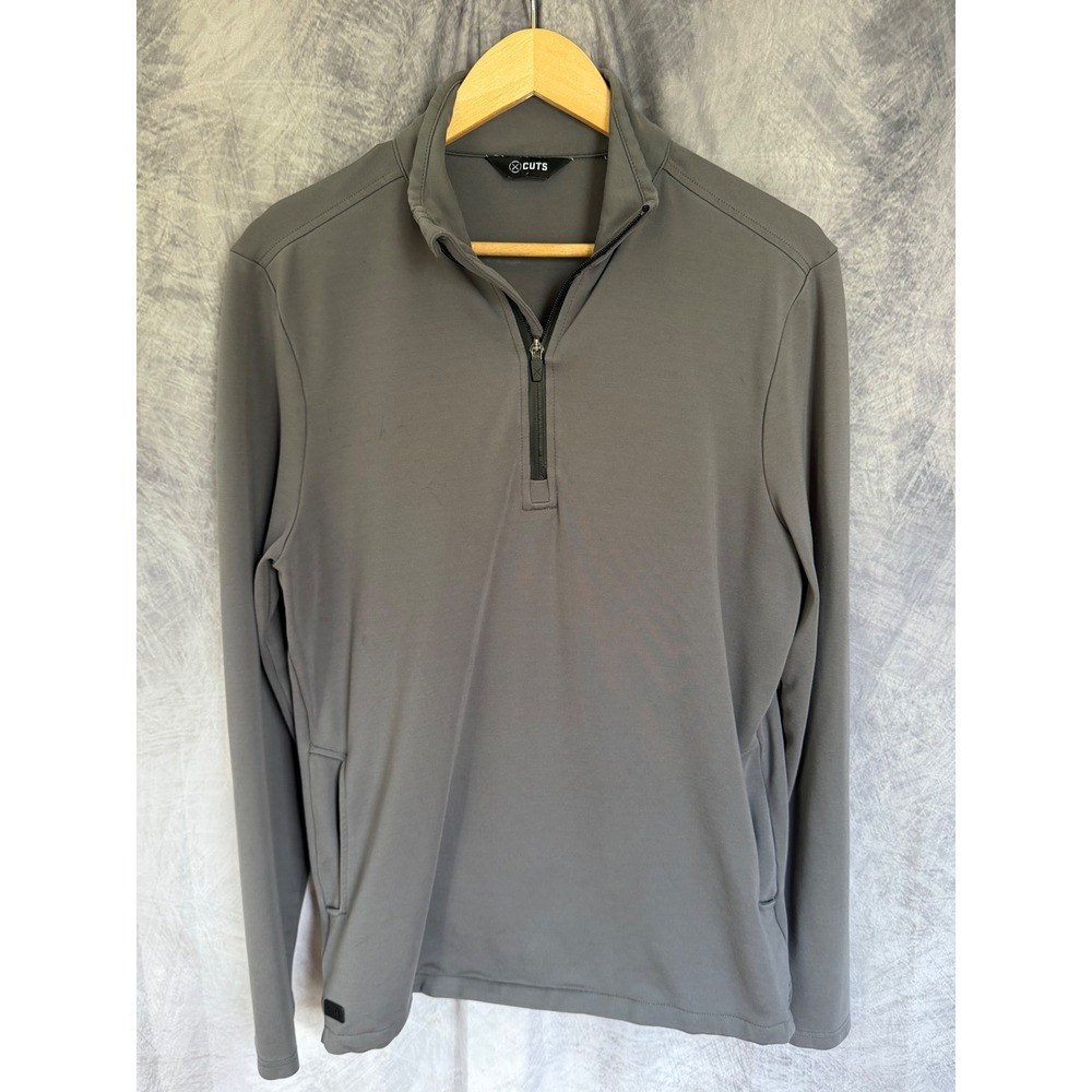 Cuts Clothing Mens Quarter Zip‎ Pullover Gray Pyca Pro L1150 Size Medium